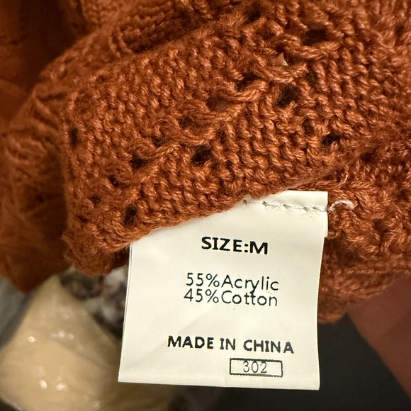 NEW Women Lace Crochet Casual Sweaters Long Sleeve Crewneck Pullover Knit Top - Picture 8 of 8